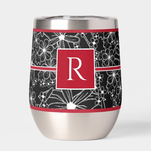 白黒の花柄:赤モノグラムの (背面)