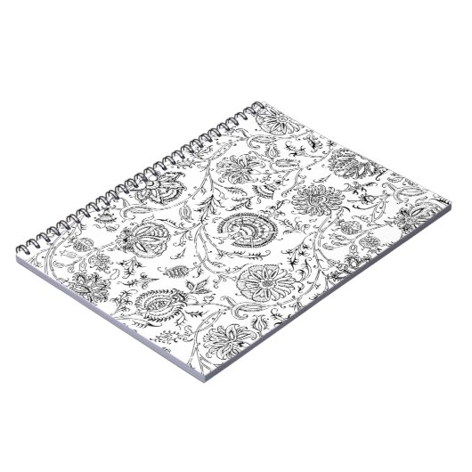 白黒の花模様 ノートブック (左側)
