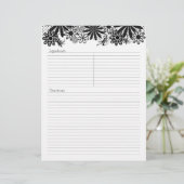 白黒の花点々のあるレシピレターヘッド (スタンド正面)