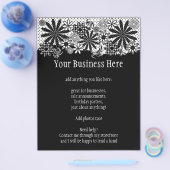 白黒の花点々のある明るいチラシ チラシ (シングル)