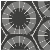 白黒の花素朴柄 ファブリック (クローズアップ)