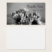 白黒の花結婚のサンキューカード (正面&裏面)
