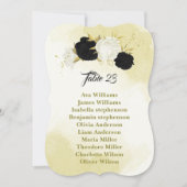 白黒の花葉金ゴールド座席表カード 招待状 (正面)