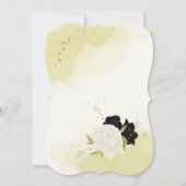 白黒の花葉金ゴールド座席表カード 招待状 (裏面)