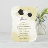 白黒の花葉金ゴールド座席表カード 招待状 (スタンド正面)