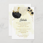 白黒の花金ゴールド結婚植物 エンクロージャーカード (正面/裏面)