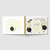 白黒の花金ゴールド結婚植物 ゲストブック (全面)