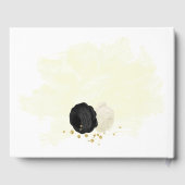 白黒の花金ゴールド結婚植物 ゲストブック (裏面)