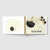 白黒の花金ゴールド結婚植物 ゲストブック (全面)