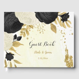 白黒の花金ゴールド結婚植物 ゲストブック