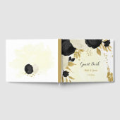 白黒の花金ゴールド結婚植物 ゲストブック (全面)