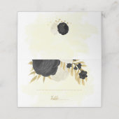 白黒の花金ゴールド結婚植物 プレイスカード (外部開封)