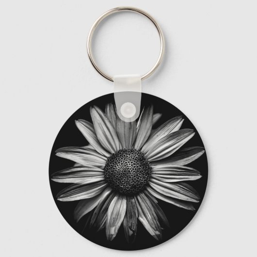 白黒の花18 キーホルダー (正面)