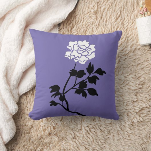 白黒の花 クッション (ブランケット)