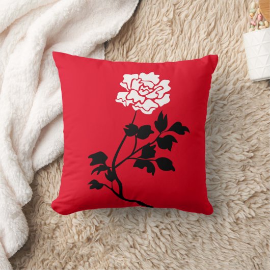 白黒の花 クッション (ブランケット)