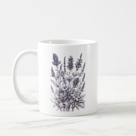 白黒の花 コーヒーマグカップ (左)