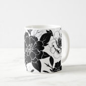 白黒の花 コーヒーマグカップ (正面右)