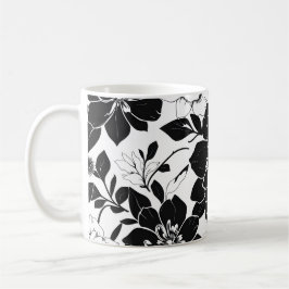 白黒の花 コーヒーマグカップ