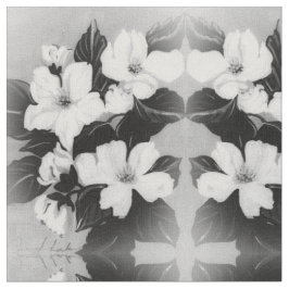 白黒の花 ファブリック