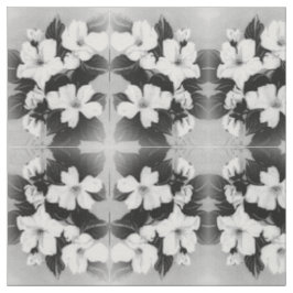白黒の花 ファブリック