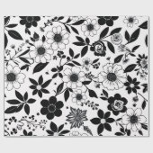 白黒の花 ラッピングペーパー (フラット)