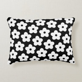 白黒の花Y2Kパターン アクセントクッション