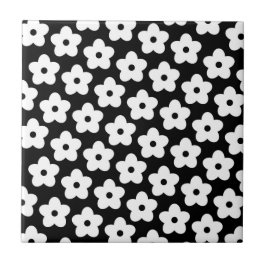 白黒の花Y2Kパターン タイル