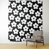 白黒の花Y2Kパターン タペストリー (インサイチュ)