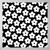 白黒の花Y2Kパターン ポスター (正面)