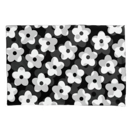 白黒の花Y2Kパターン 枕カバー