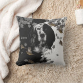 白黒の英語のセッター クッション (ブランケット)