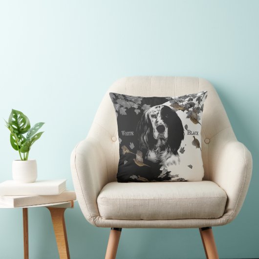 白黒の英語のセッター クッション (椅子)