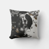 白黒の英語のセッター クッション (正面)