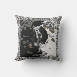 白黒の英語のセッター クッション