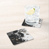 白黒の英語のセッター スクエアペーパーコースター (インサイチュ)