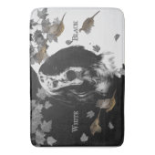 白黒の英語のセッター バスマット (正面縦)