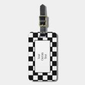 白黒の荷物タグ付きチェッカーボード ラゲッジタグ (正面縦)