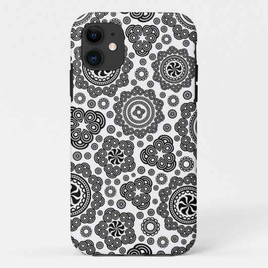 白黒の華美レトロ円パターン Case-Mate iPhoneケース (裏面)