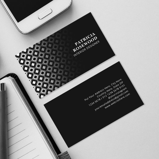 白黒の菱形パターン 名刺
