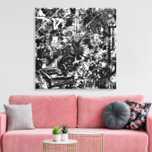 白黒の落書きキャンバス印刷 キャンバスプリント (インサイチュ (リビング))