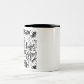 白黒の落書き抽象芸術コラージュ ツートーンマグカップ (中央)