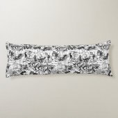 白黒の落書き抽象芸術コラージュ ボディピロー (裏面)