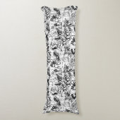 白黒の落書き抽象芸術コラージュ ボディピロー (正面縦)