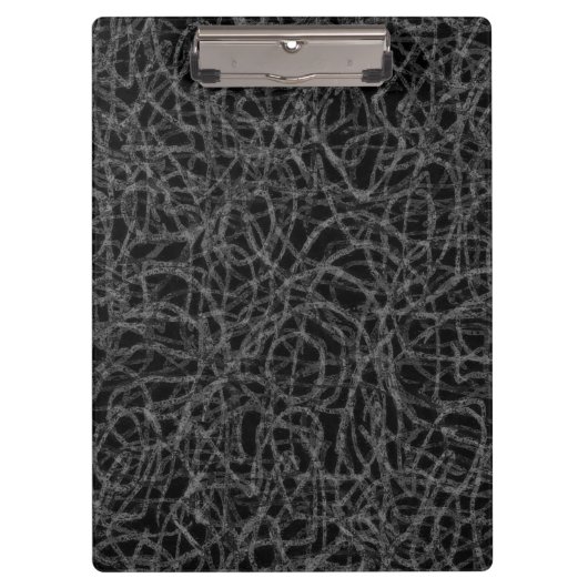 白黒の落書き線のパターン クリップボード (正面)