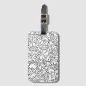 白黒の落書き ラゲッジタグ (正面縦)