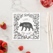 白黒の葉が赤ちゃんシャワーを持つ スタンダードカクテルナプキン (インサイチュ)