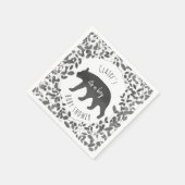 白黒の葉が赤ちゃんシャワーを持つ スタンダードカクテルナプキン (角)