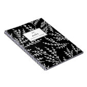 白黒の葉のパターンパーソナライズされた ノートブック (右側)