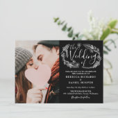 白黒の葉の写真は全員が自分の写真に収結婚まる 招待状 (スタンド正面)