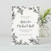 白黒の葉カスタム結婚式の日付を保存 セーブザデート (スタンド正面)